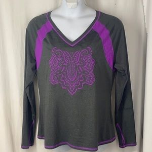 ATHLETA 2x TENACITY Gray Pink Purple Top Thumbholes
